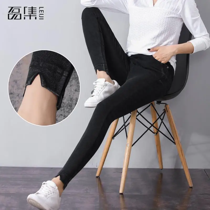 Женские весенние джинсы с высокой талией эластичная резинка на талии