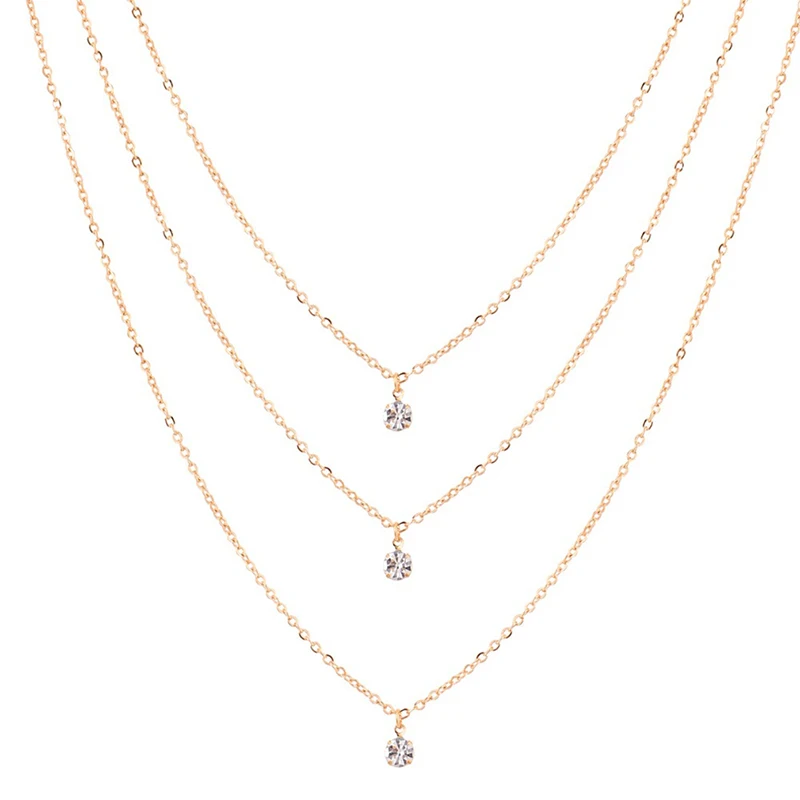 Цепочка Женская многослойная с подвеской шариком простой индивидуальный кулон