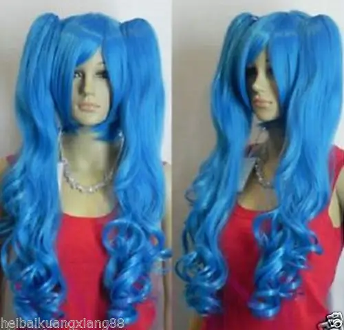 Оптовая цена Горячее Надувательство! косплей Vocaloid Hatsune Мику 2 Клип Ponytails синий