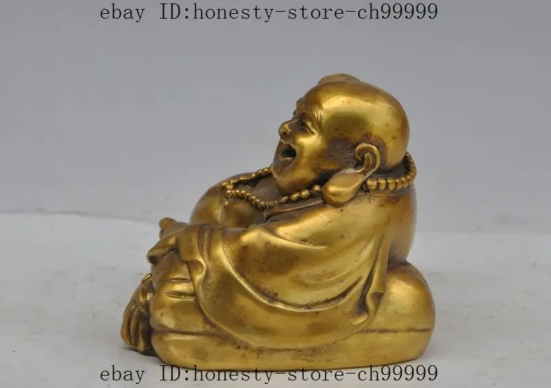 Китайский буддийский медный статуя Будды yuanbao ingot Maitreya | Дом и сад