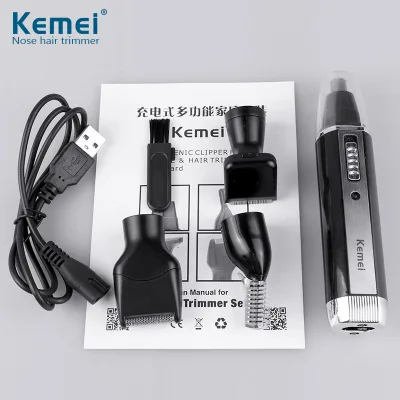 Электрический триммер Kemei KM 6630 4 в 1 для носа бороды и бровей электрический ушной