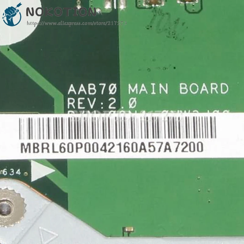 NOKOTION для acer aspire 7250 материнская плата для ноутбука DDR3 MBRL60P004 08N1-0NWJ00 AAB70 основная плата с процессором