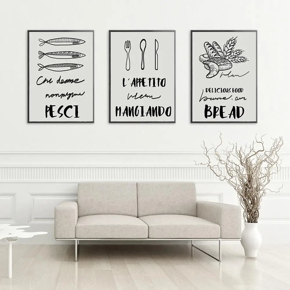 3 шт./компл. постеры и принты для еды кухонные принадлежности художественная роспись столовой модульное
