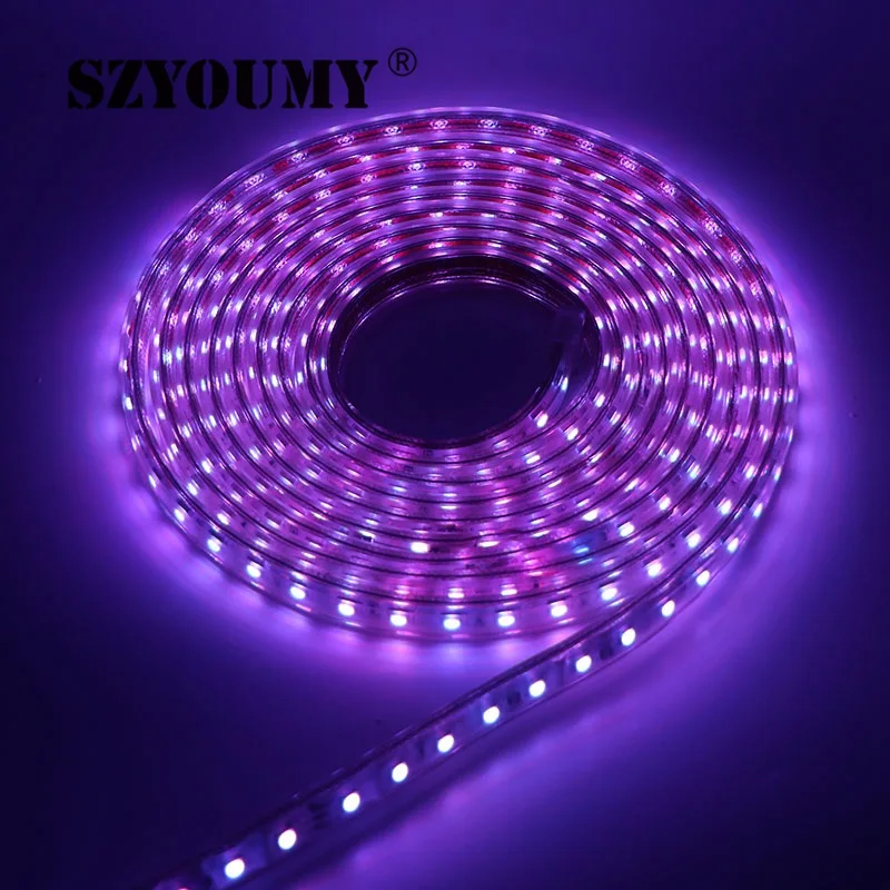 SZYOUMY 220 V Светодиодные ленты 5050 50 м 100 IP67 Водонепроницаемый RGB/белый Цвет веревка для наружного освещения с Мощность контроллер