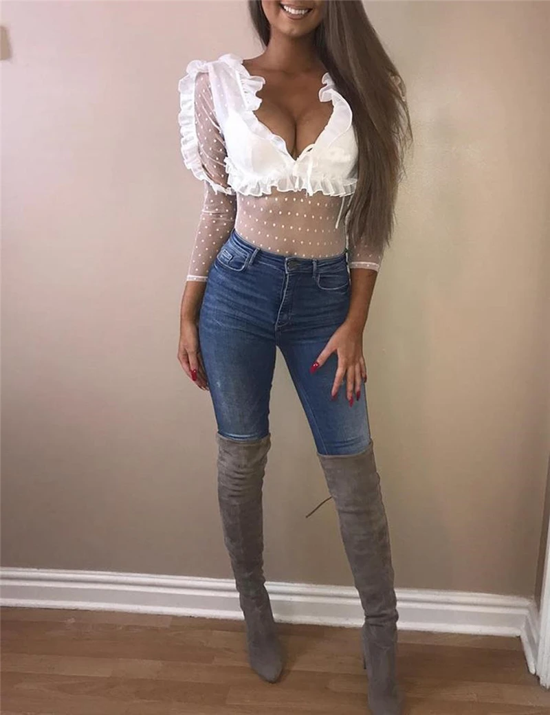 Femininas Blusas 2019 женские блузки весна осень модные пикантные облегающие рубашки топы