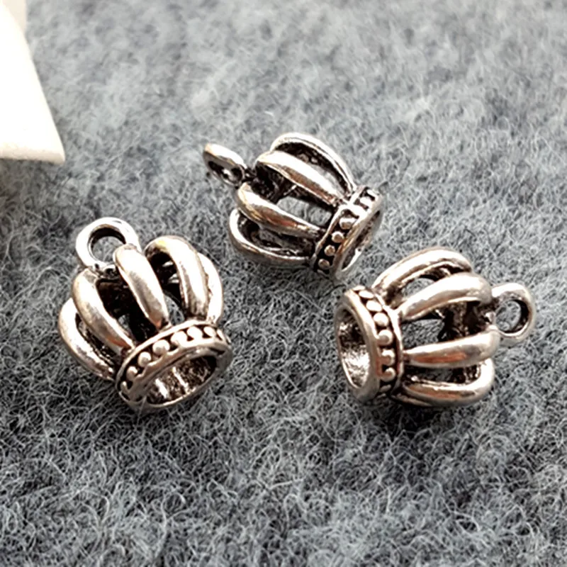 

50pcs/lot Metal Charms for Jewelry DIY Making Antique silver color gold 3D Imperial crown pendant for bracelet jewelry making