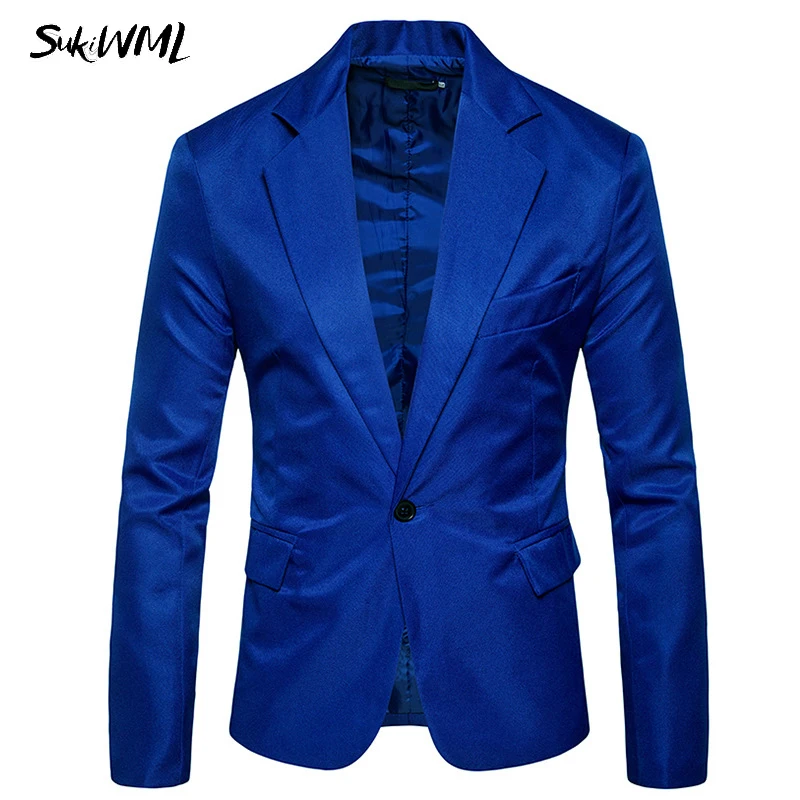 SUKIWML 2017 Новый брендовый Блейзер Masculino приталенный Hombre осенний однотонный деловой