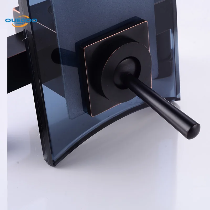 Смеситель для душа квадратный настенный водопад стеклянный носик ванный