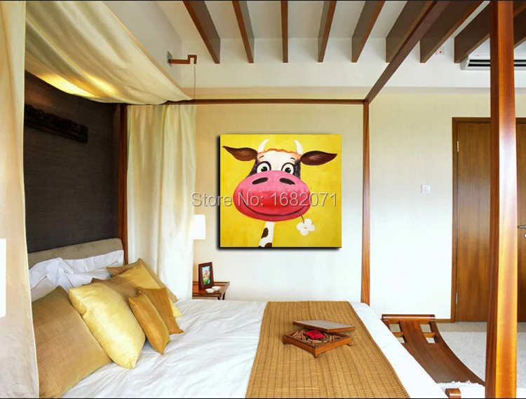 Skills Artist Directly Supply Various of Cattle Oil Painting Modern Funny and Cow Canvas For Living Room | Дом и сад