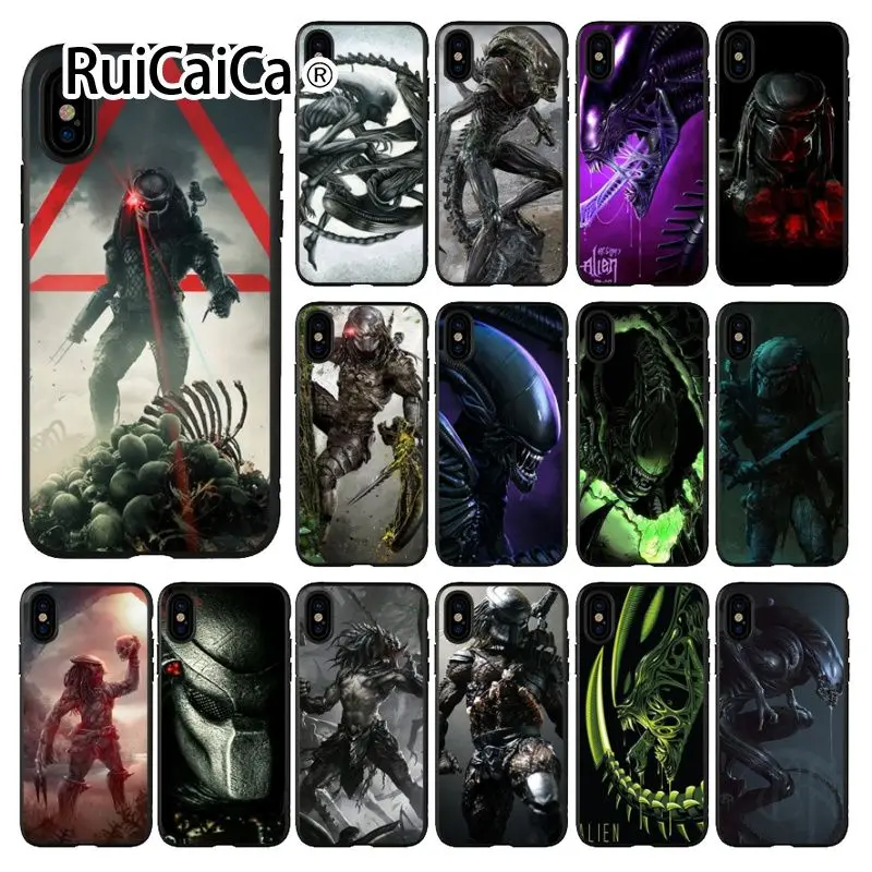 Ruicaica Alien vs Predator TPU Мягкий силиконовый черный чехол для телефона iPhone X XS MAX 6 6s 7 7plus 8
