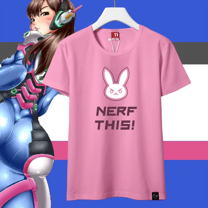 OW D.VA розовый кролик Sweety унисекс короткий рукав Футболка для косплея Dva футболки