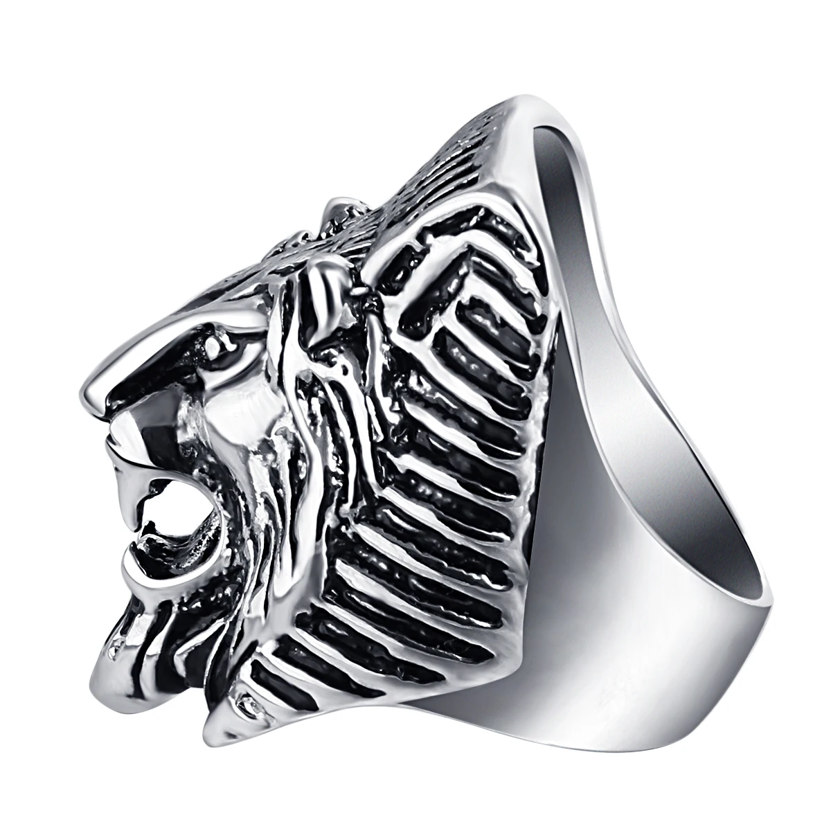 Серебряное разноцветное кольцо классическое мужское в стиле панк-рок хип-хоп