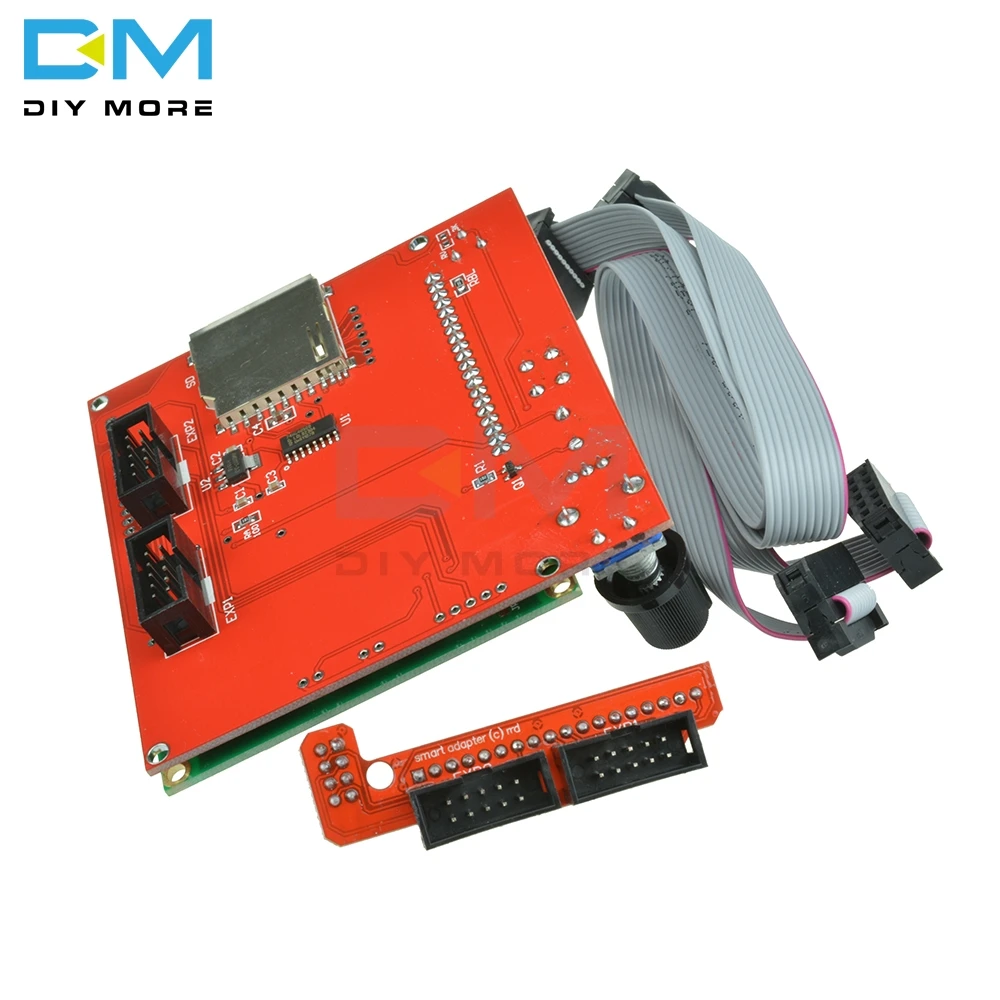 Diymore 12864 lcd Графический смарт-дисплей панель контроллера синий экран модуль для arduino 3d принтер пандусы с адаптером и кабелем