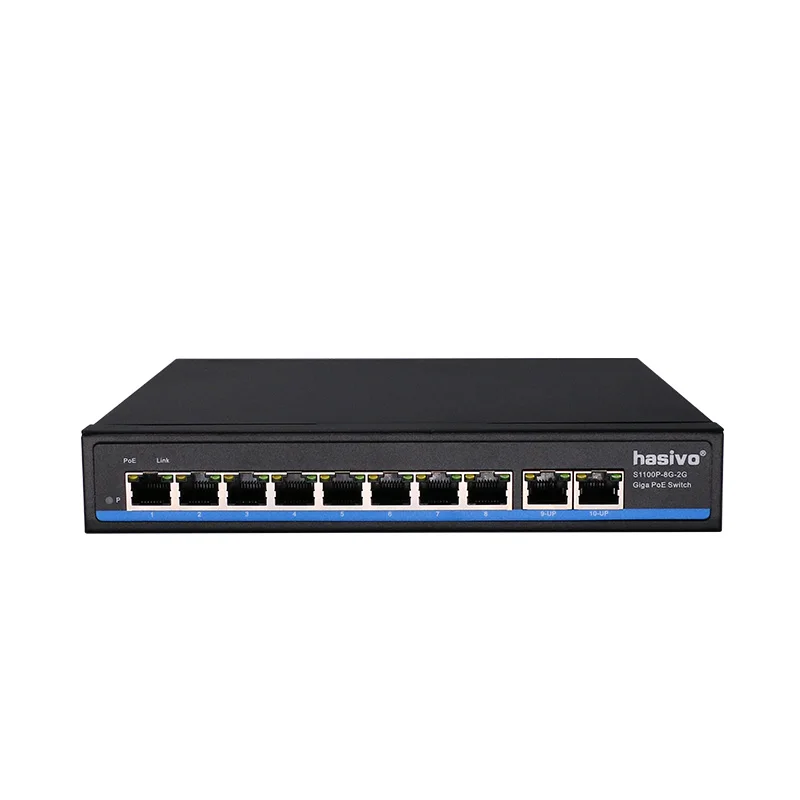 

Gigabit 10 port Poe Switch support IEEE802.3af/at IP cameras and Wireless AP 10/100/1000Mbps 48V standard network switch