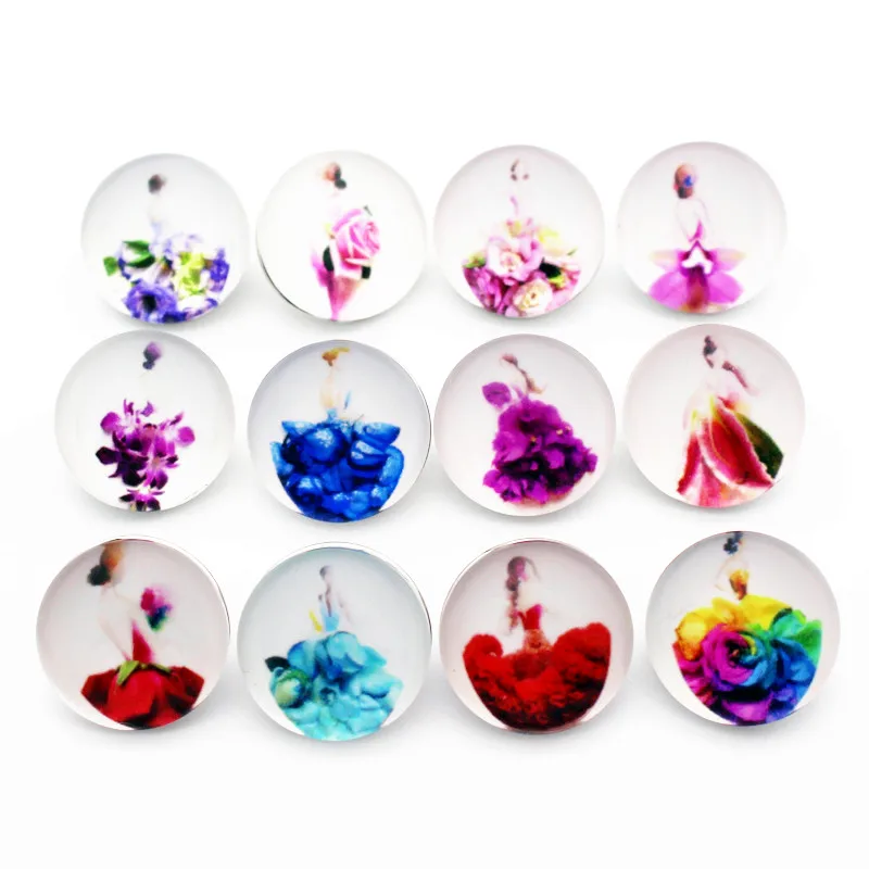 10 шт./Лот стеклянные пуговицы с цветочной юбкой 18 мм | Украшения и аксессуары