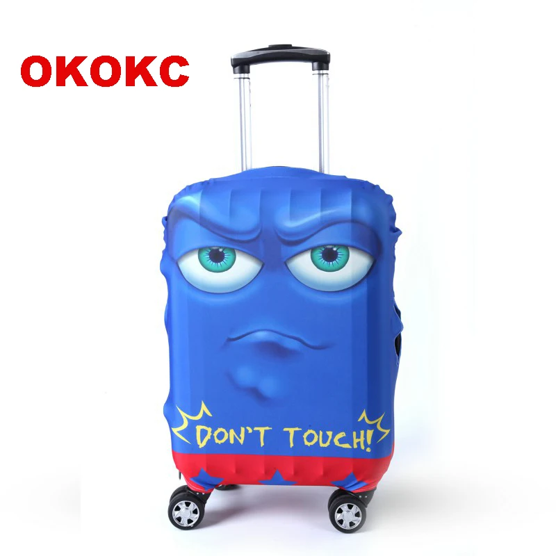 OKOKC эластичный дорожный защитный чехол на чемодан с мультяшным лицом подходит