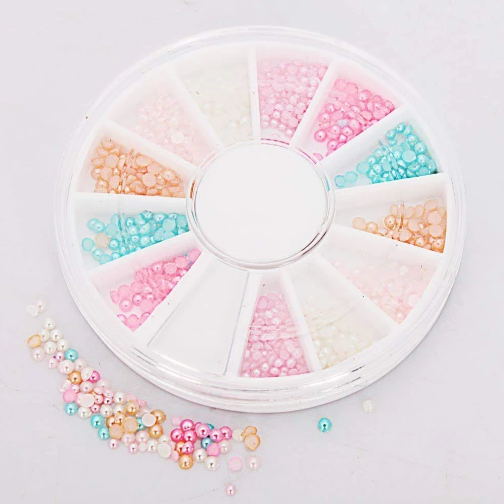 6 видов цветов для дизайна ногтей полукруглые жемчужные бусины стразы