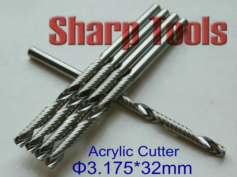 3.175x32mm One Flute Spiral Bit Router CNC Milling Tool Set, IMPORT Carbide Milling Cutter Router Bits for Wood Acrylic Cutting