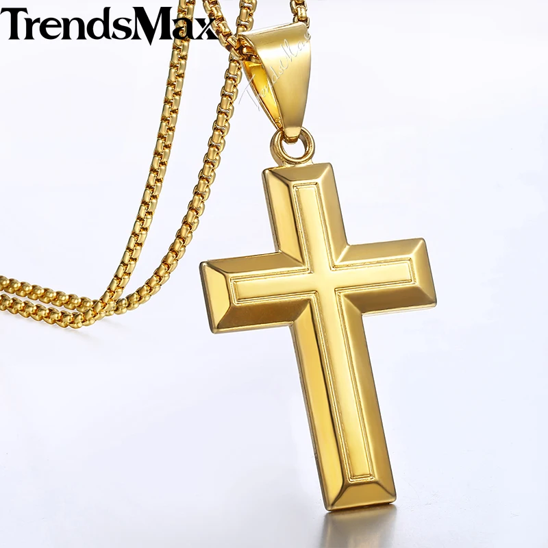 Trendsmax подвеска в виде религиозного Креста ожерелье для мужчин и женщин резные