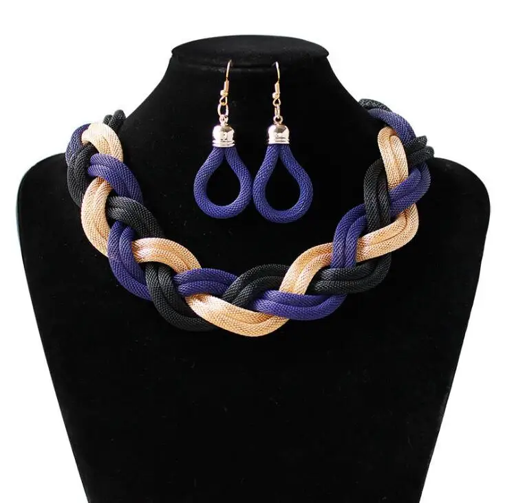 blue gold black Новые продукты увеличенные большие колье винтажные массивные колье и серьги Ювелирные наборы Аксессуары Мода - Окраска металла: blue gold black