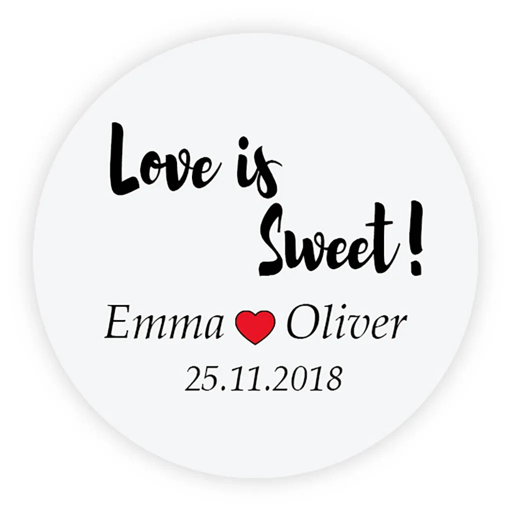 DouxArt 100 шт. персонализированные милые свадебные наклейки Love is Sweet 40 мм этикетки для