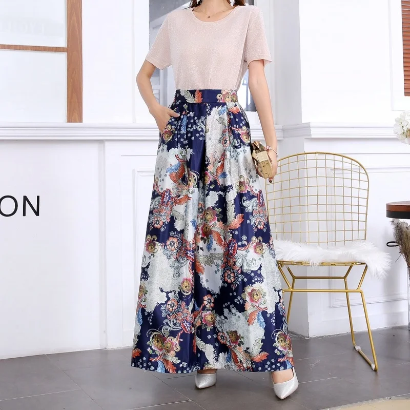 Женская длинная юбка макси размера плюс розовая черная белая с высокой талией и