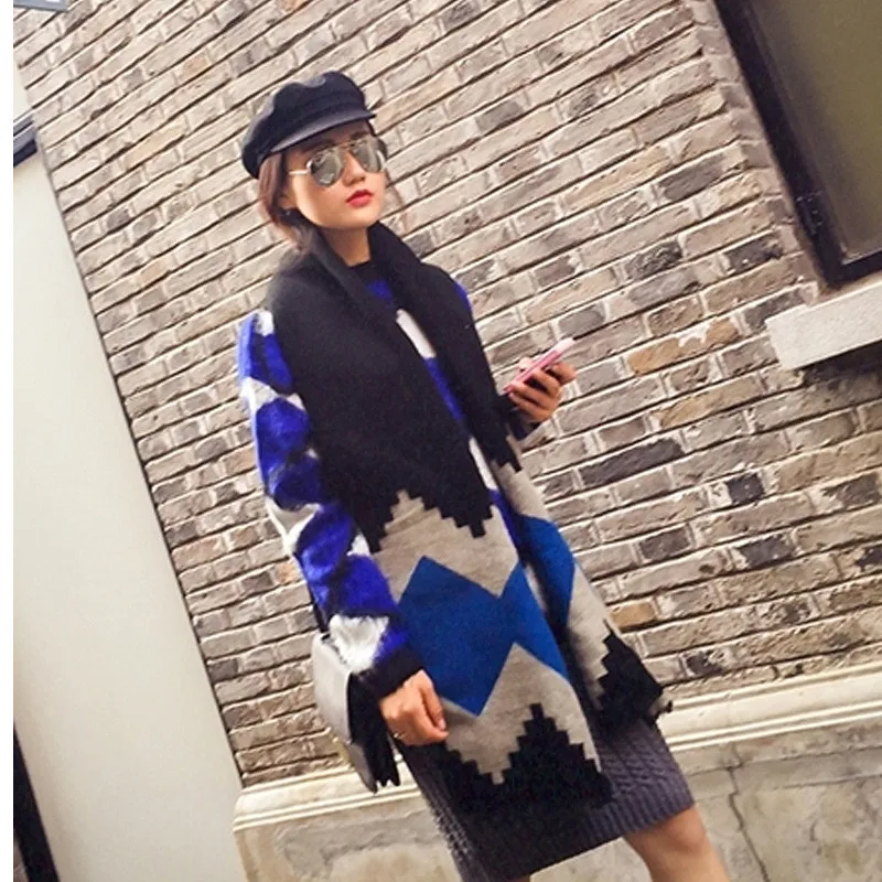 2020 модный геометрический клетчатый шарф в европейском и американском стиле