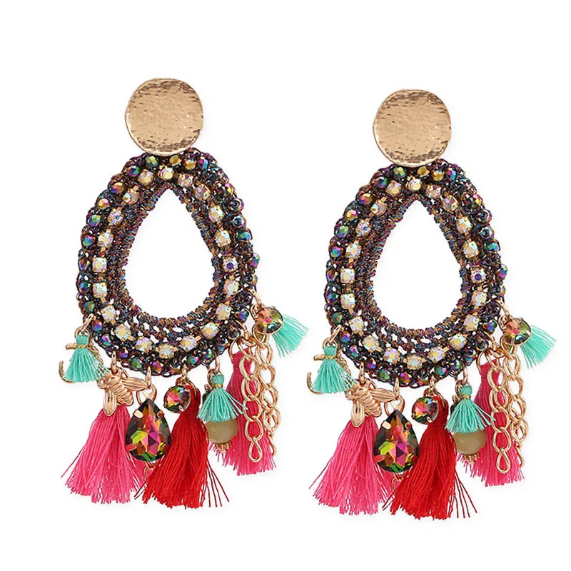 E1103 Colorful Oorbellen серьги с кисточками для Для женщин женские массивные серьги Модные украшения Для женщин длинные Винтаж богемные серьги-капли в подарок уха - Окраска металла: E1103 Colorful