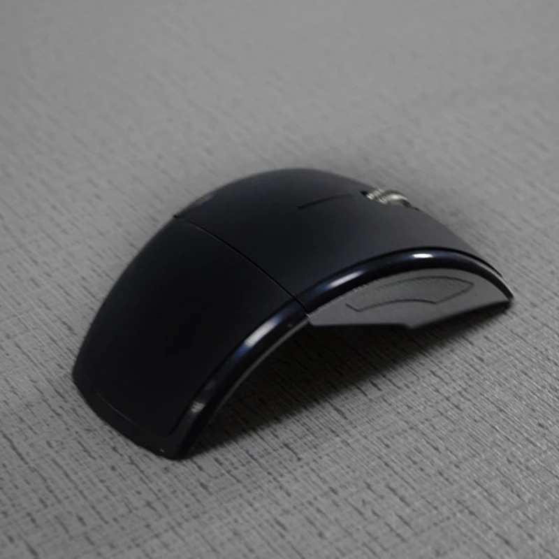 Модный мини USB разъем 2,4G защелкивающийся приемопередатчик оптическая Складная с дугой беспроводная мышь для ПК ноутбука компьютера - Цвет: Черный