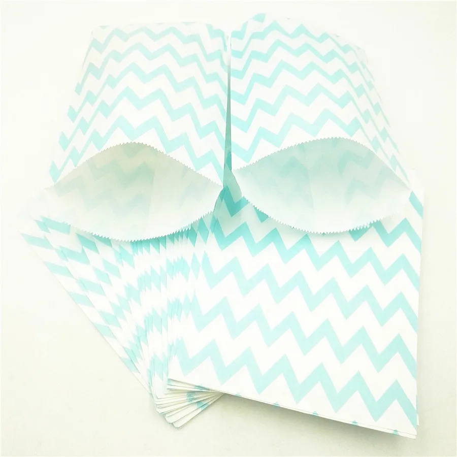 25 шт./компл. синие волнистые линии полосы бумажные подарочные пакеты для попкорна