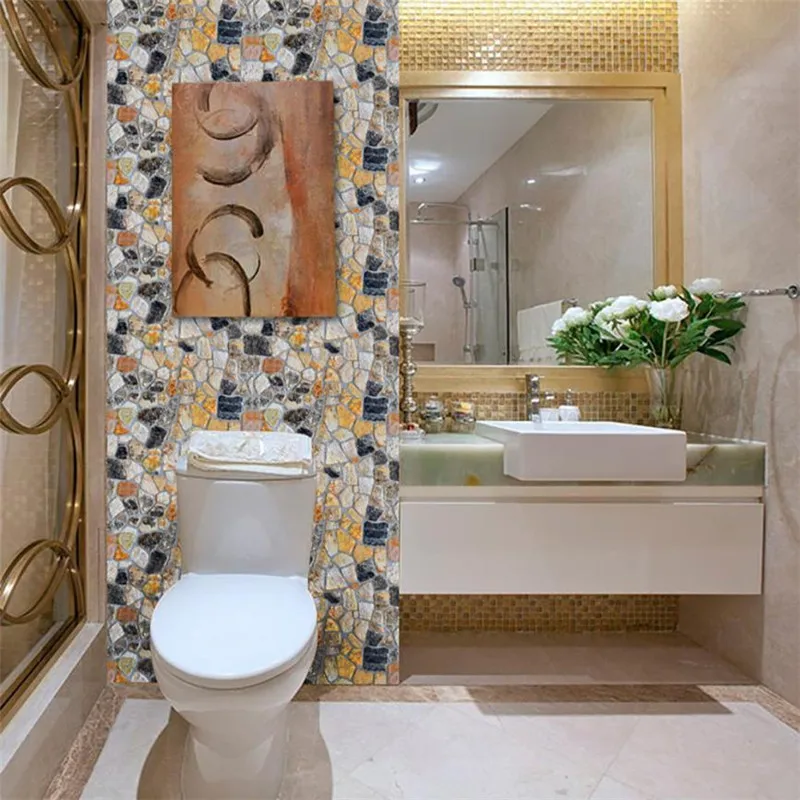 Настенная бумага для кухни 3D настенная кирпичный камень самоклеящаяся наклейка