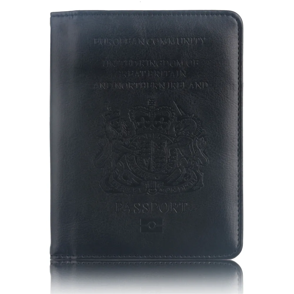 

England Leather RFID Blocking Passport Holder Wallet Cover Travel Document Organizer Case for Men Women with Credit Card Slots