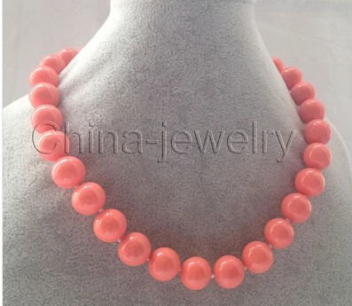 

Красивое Жемчужное ожерелье 14 мм розового кораллового цвета с морской раковиной, оптовая продажа с фабрики, 18 дюймов, настоящие женские юве...
