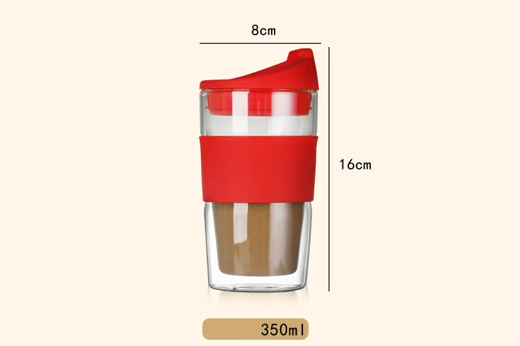Bodum двойными стенками Стекло силикагель покрытие анти ожоги офисных работников на открытом воздухе автомобиля портативный кружка для путешествий для завтрака молока кофе чашки