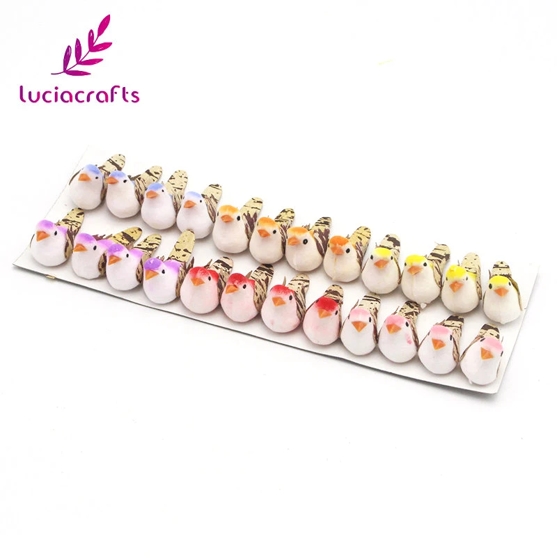 Lucia crafts, 12 шт./лот, 2*4 см, смешанные цвета, пена, искусственные хроматические птицы, свадьба, Рождественская елка, сделай сам, украшение H0454