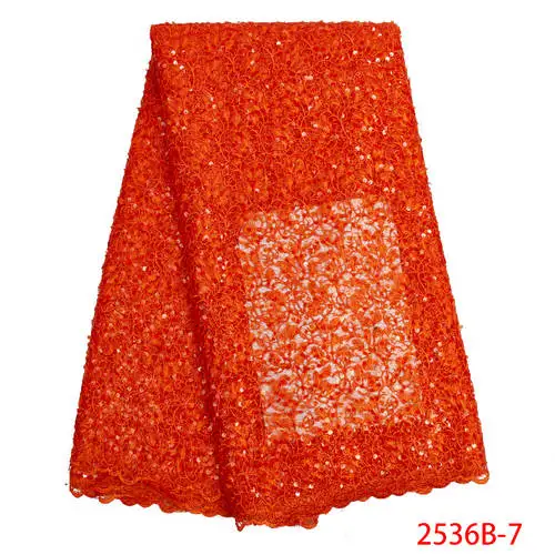 2536B-7 Burnt Orange нигерийская кружевная ткань с блестками Высокое качество Африканский шнур Кружева блесток кружевная ткань для вечерние платья APW2536B-9 - Цвет: 2536B-7