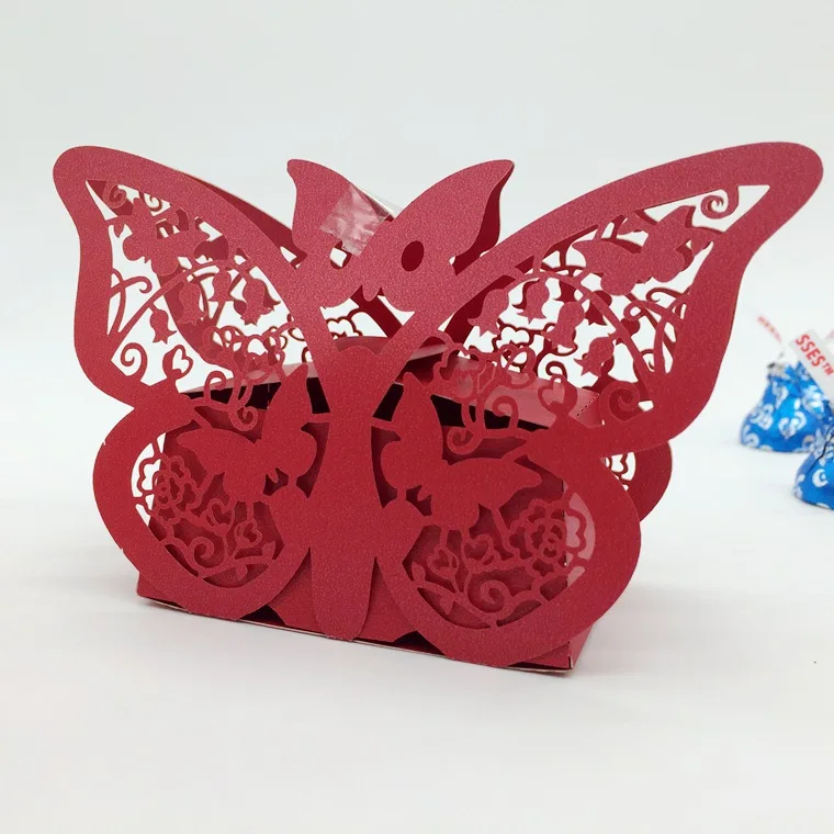 Оптовая продажа B84 100 шт/лот50*50*70 мм Лазерная резка butteryfly риббина Свадьба/День