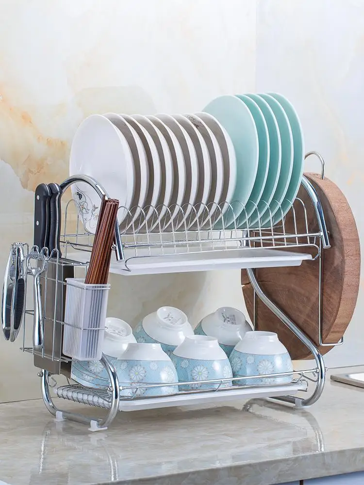 Лучшая дешевая сушилка для посуды из нержавеющей стали стойкая стойка слива
