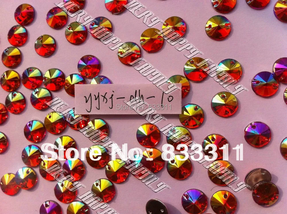 Круглый 400 шт 10 мм акриловые кристаллы большой красный AB-Цвет конической