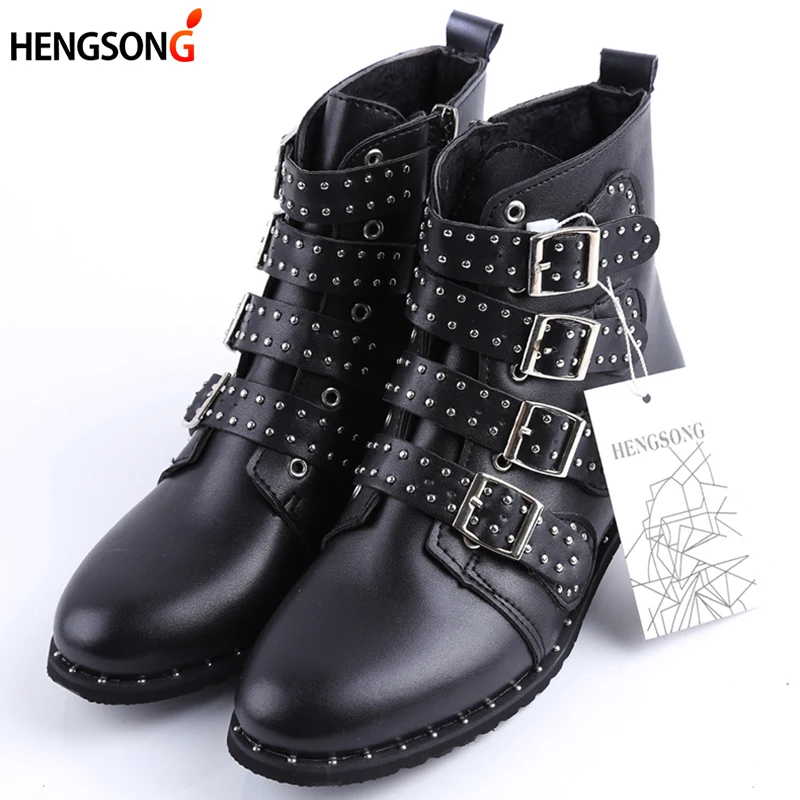 Новинка 2020 года Модные ремни на шнуровке в стиле панк и готика Ботинки с круглым