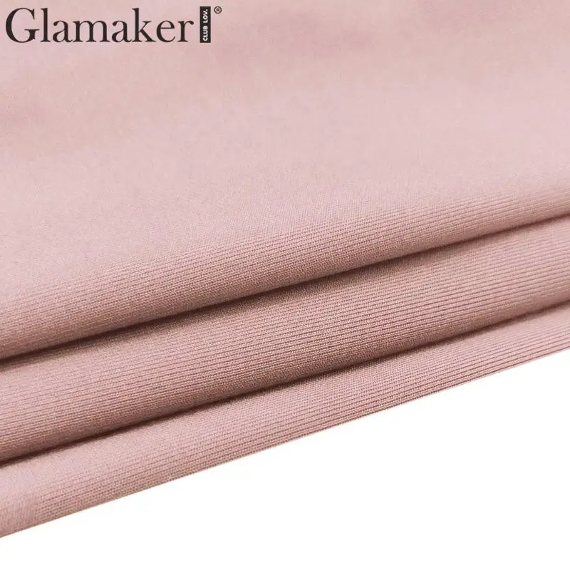 Glamaker, сексуальное Плиссированное облегающее платье с оборками, женское розовое мини-платье с рукавом-фонариком, осенние женские Короткие вечерние клубные платья, Vestido