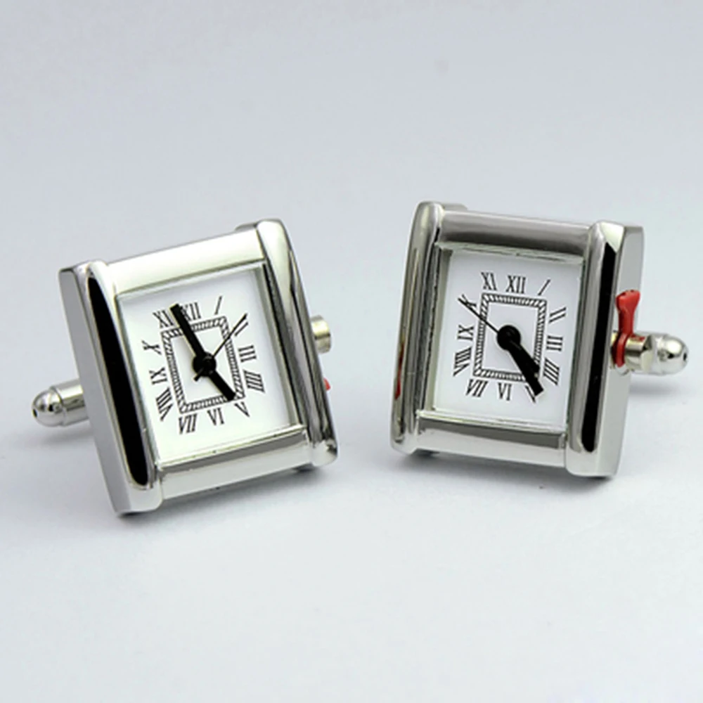 Luxury mens shirt cufflinks for cuff links watch function merchanical sliver plated prefect business gift | Украшения и