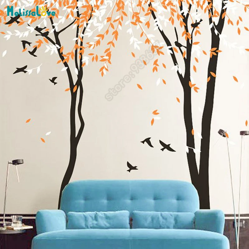 240 см высокий DIY большой стикер с деревом боль оставьте и птицу художественная