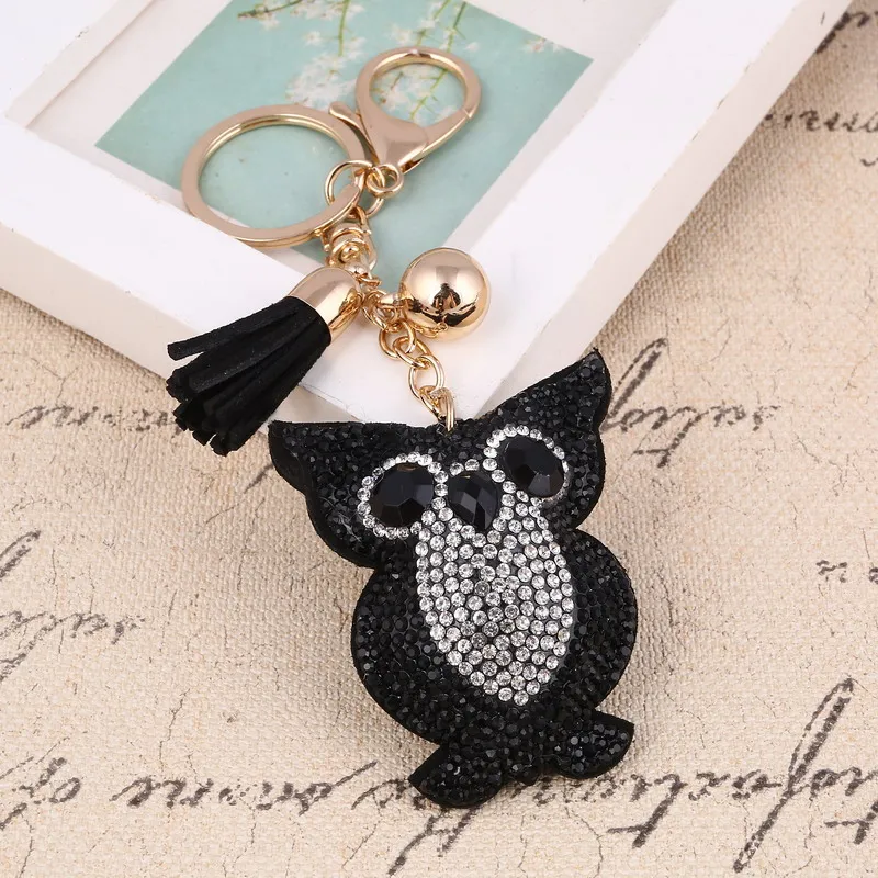 Золотистый брелок со стразами женский для ключей в виде совы брелки ручной