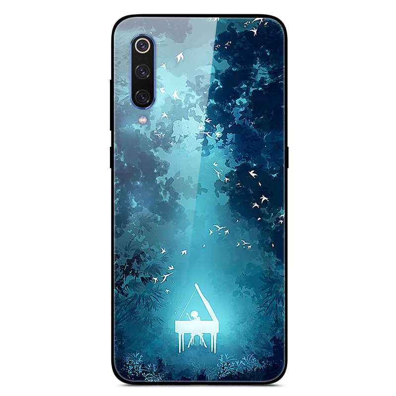 Чехол из закаленного стекла для Xiaomi Mi 9, чехол, стеклянная крышка для Xiaomi Mi 9 SE, чехол, силиконовый бампер, чехол для Xiaomi Mi CC9 Pro 9 Lite - Цвет: Фиолетовый