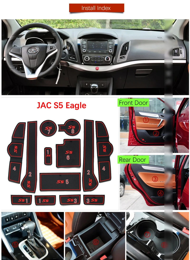 Противоскользящий коврик с прорезями для ворот резиновые подставки JAC S5 Eagle Refine
