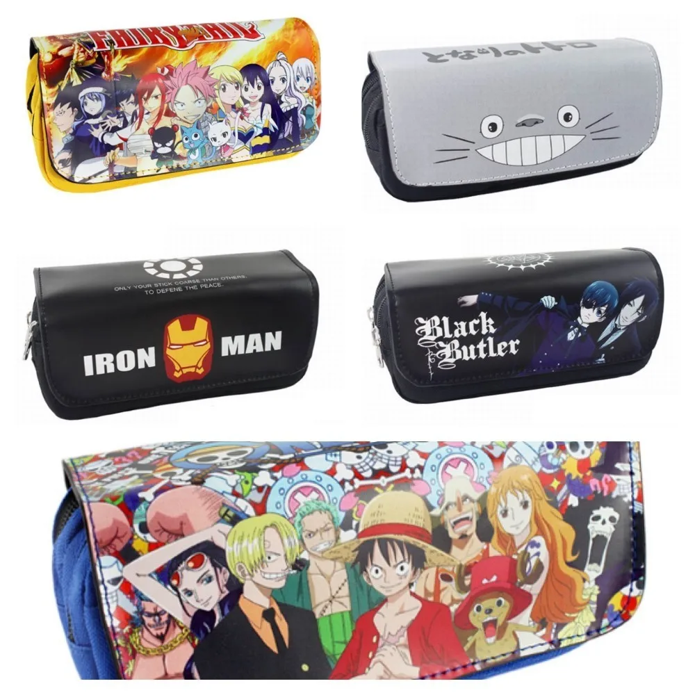 Комикс One piece/One punch Man/Fairy Tail/Totoro/черный Батлер/Дэдпул двойная молния ПУ сумка для