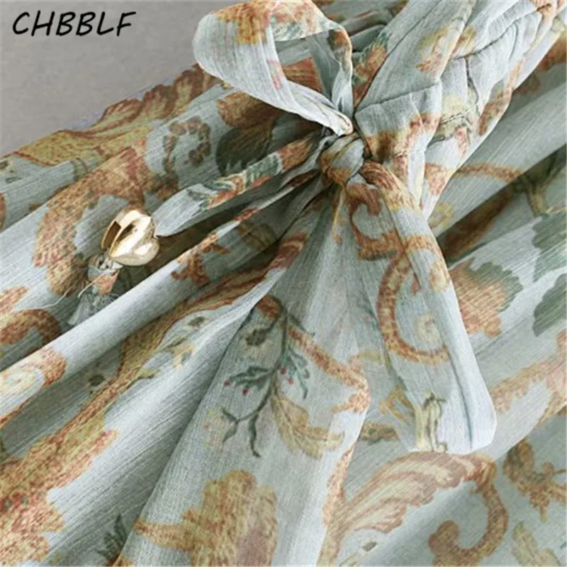 Женское платье с длинным рукавом CHBBLF мини цветочным принтом и воротником воланом