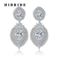hibride new arrival big long rhinestone pendant women earring for bridal brinco jewelry white gold color pendientes mujer e 367