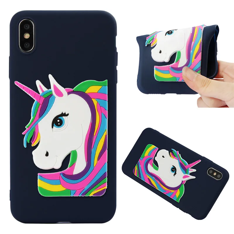 3D милый единорог мультфильм патч Телефон чехол для iphone 7 6 6s 8 plus карамельный цвет